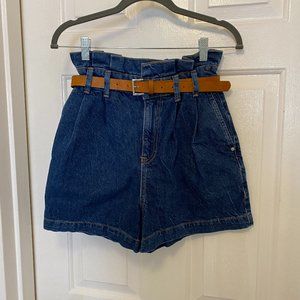 Zara Denim Paperbag High Waisted Shorts